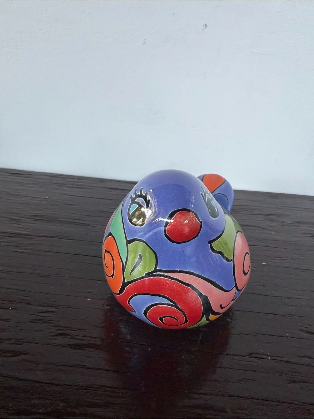Colorful Talavera Bird Figurine Decor - Blue Multicolor